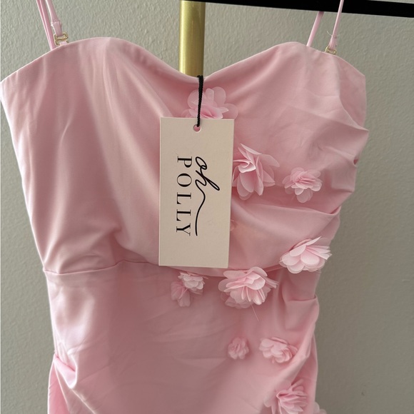 Oh Polly! Aveline Draped Floral-Appliqué Maxi Dress in Blush - Picture 5 of 12